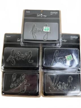 5 Discontinued NEW Heidi Swapp Word Clear Stamps Family Love Laugh Forever